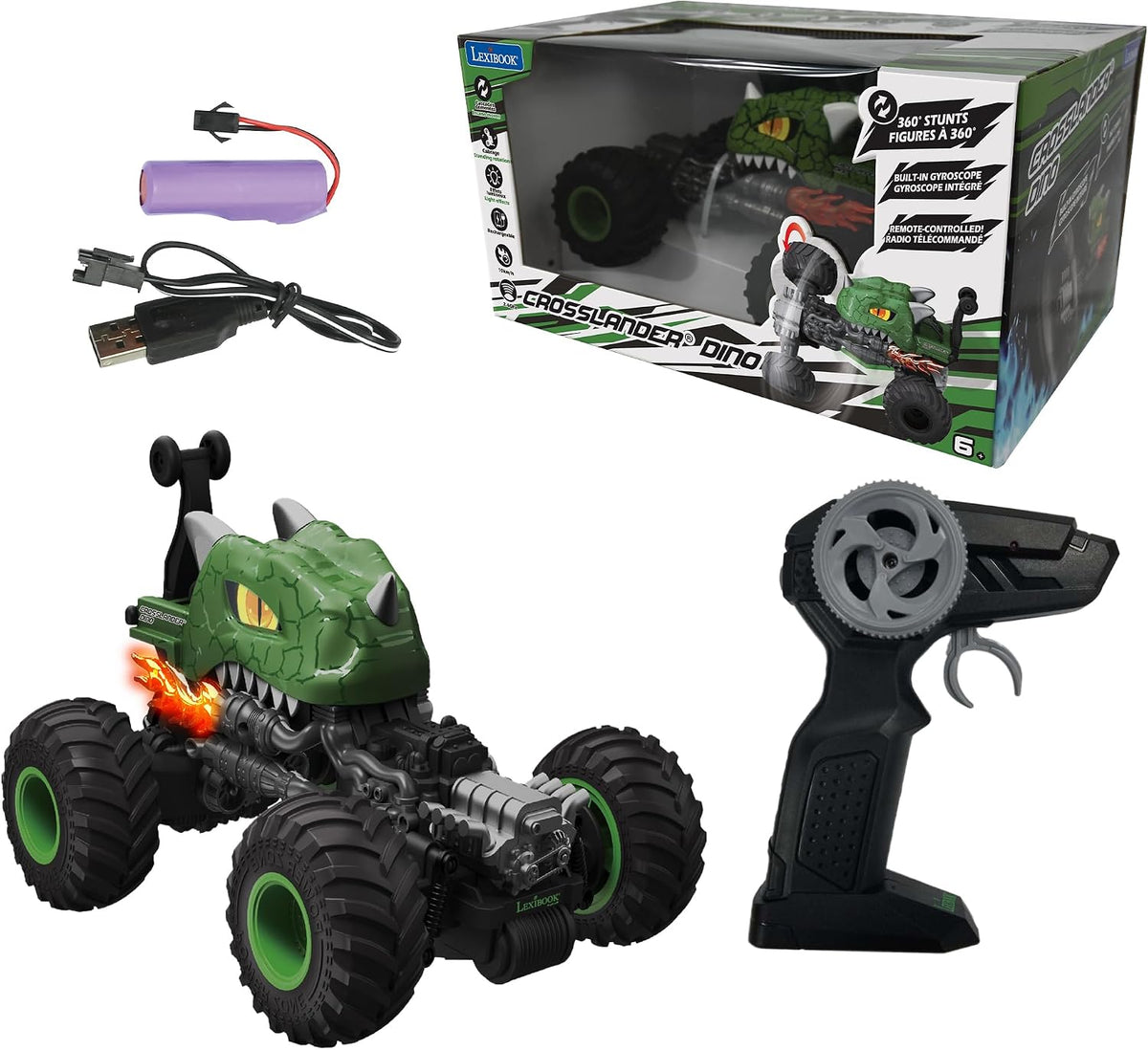 LEXiBOOK, Crosslander RC Motorcycle, RC18 – Fun for Kids & Family - Crosslander Dino