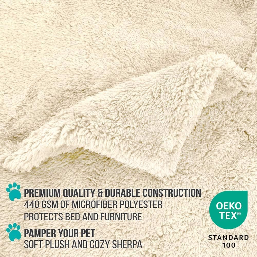 PetAmi Fluffy Sherpa Waterproof Dog Blanket for Small Pet Cat - Beige / Small (24x32) - image 4