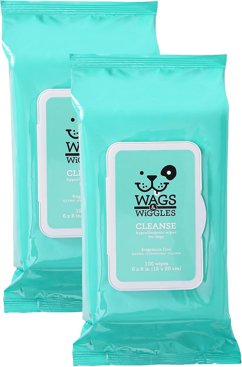 Wags & Wiggles Hypoallergenic Dog Wipes, Fragrance-Free - Fragrance Free - Hypoallergenic / 100 Count (Pack of 2)