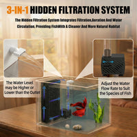 Betta Fish Tank 1 Gal, Acrylic Nano Aquarium Kit Black – Essentials for Fish - White - image 3