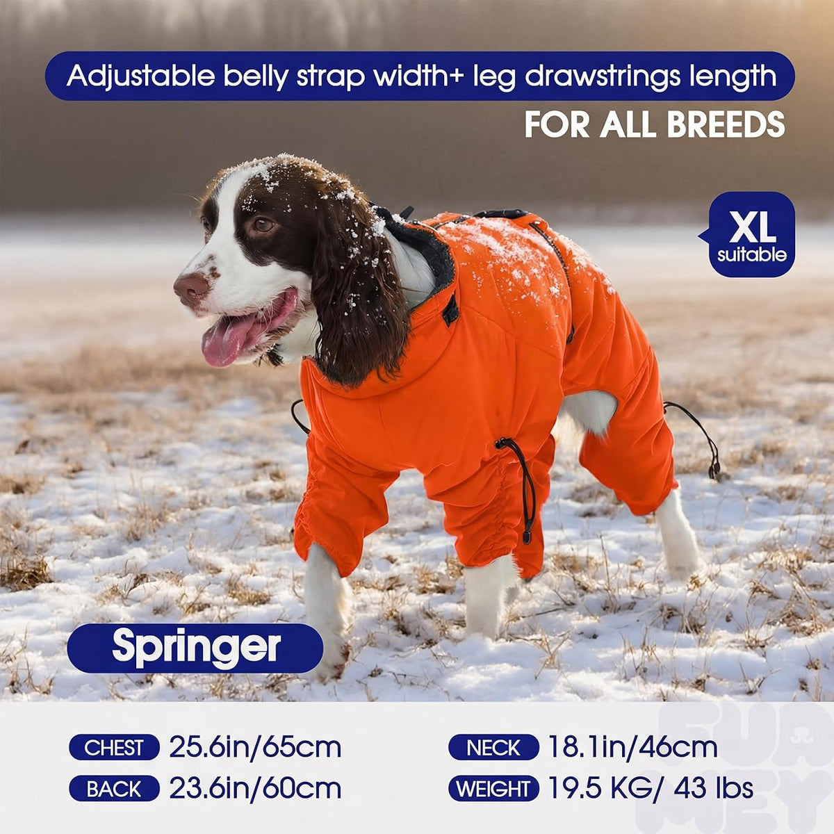 Full Body Dog Coat,Warm Dog Fleece Jackets with Harness Built in Windproof Dogs Snowsuit Zip up Pet - Orange / Small - image 3