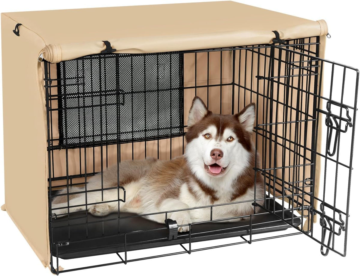 Dog Crate Cover, Kennel Covers Fit for 30 Inch Dogs Crate - Beige (with window) / 24 Inch