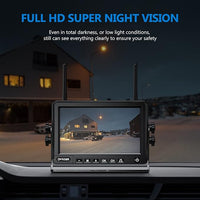 2 Magnetic Solar Wireless Backup Camera HD1080P 3 Mins DIY Installation DVR 7" IPS Monitor Rechargeable Reverse Camera System for Hitching Gooseneck Horse Trailer Fifth Wheels/Car RV Truck AP7-2