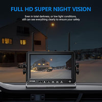 Magnetic Solar Wireless Backup Camera HD1080P 3 Mins DIY Installation DVR 7" IPS Monitor Rechargeable Reverse Camera System for Hitching Gooseneck Horse Trailer Fifth Wheels/Car RV Camper AP7