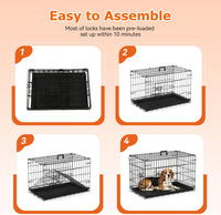 FDW, 48" Foldable Metal Dog Crate, Cage for XL Dogs - Black / 30 Inch Double Door - image 3