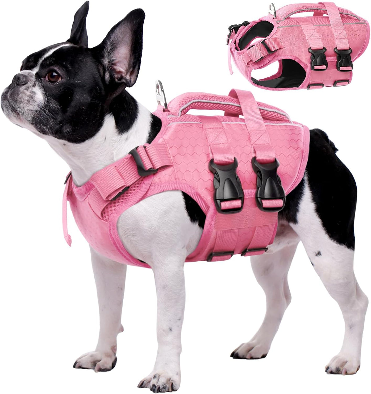 Kuoser Dog Life Jacket, High Flotation Reflective Dog Life Vest - Xs (Chest Girth:12.9-18.1'') / Blush Pink