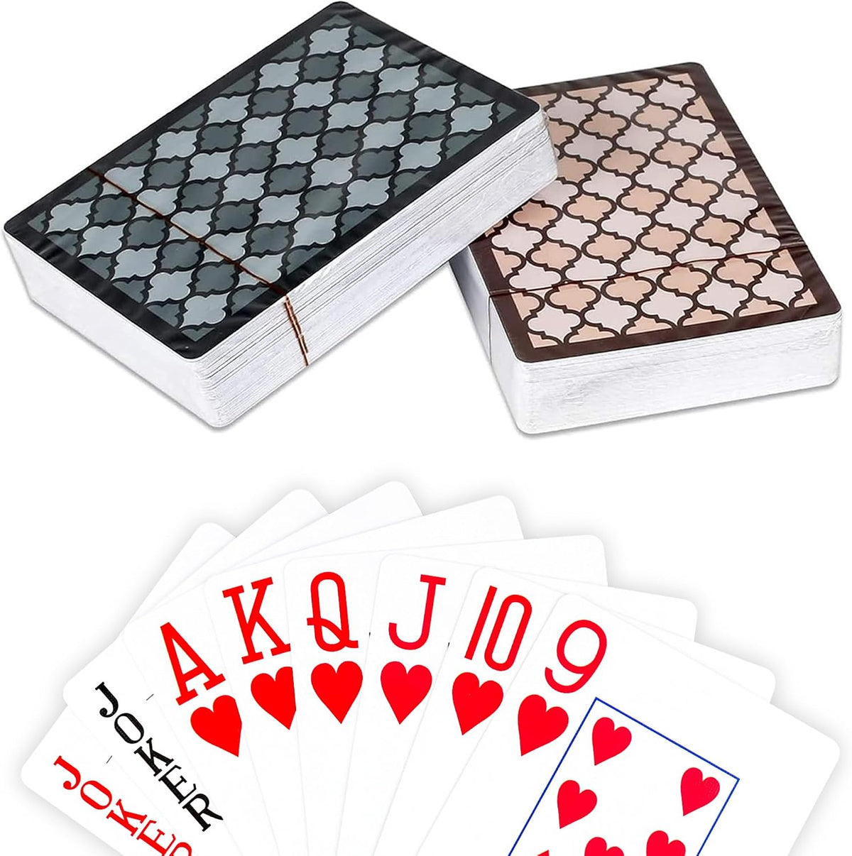 Teskyer Waterproof Plastic Playing Cards, 2 Decks, Large Index – Fun for Kids & Family - 2 Pack (Large Index)