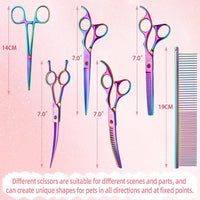 Dog Grooming Scissors-7" Dog Grooming Shears Set 6PCS Rainbow – Essentials for Dogs - image 2