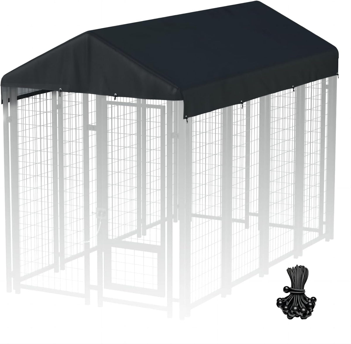 5x10 FT Dog Kennel Cover 900D Waterproof UV Outdoor Roof Replacement - Black / 8'L x 4'W