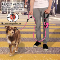 Plutus Pet Rope Dog Leash with Double Handles, Reflective - Rope-Pink