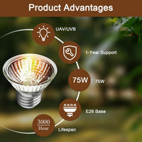 50W Uva Light Bulbs 4-Pack, Turtle Heat Lamp for Reptile – Essentials for Reptiles And Amphibians - 75.0 - image 4