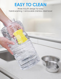 Heouvo 2.5 gallon gravity dog water dispenser with wide mouth and stainless steel bowl - view 2