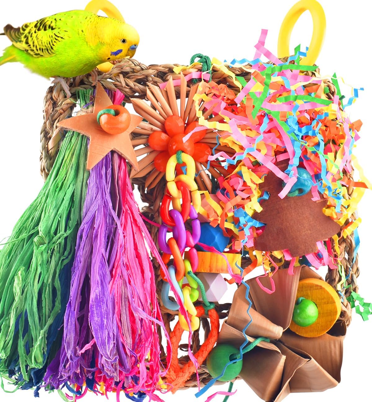 KATUMO Bird Toys, Grass Mat Foraging Climb Toy for Parakeet Cockatiel – Essentials for Birds - Colorful