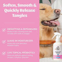 Skout's Honor Pet Detangler Spray - Hydrating & Conditioning with Avocado Oil & Probiotics, 97% Natural, Paraben & Sulfate-Free, softens for a More brushable Coat, Daily Use, 8oz, Happy Puppy, 2-Pack