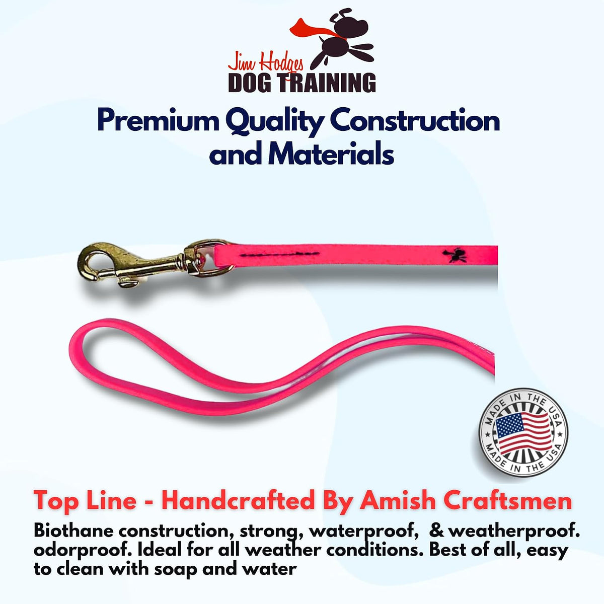 Biothane Long Line, Made in USA - Pink / 1/2" x 32.5ft - image 3