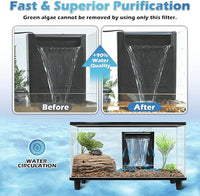 Turtle Tank Filter Aquarium Filter w/Detachable U-V Light for 30-75Gal, Waterfall Flow Adjustable Low Water Level Internal Green Clean Machine Killing Deodorization Saltwater Freshwater Crystal Clear