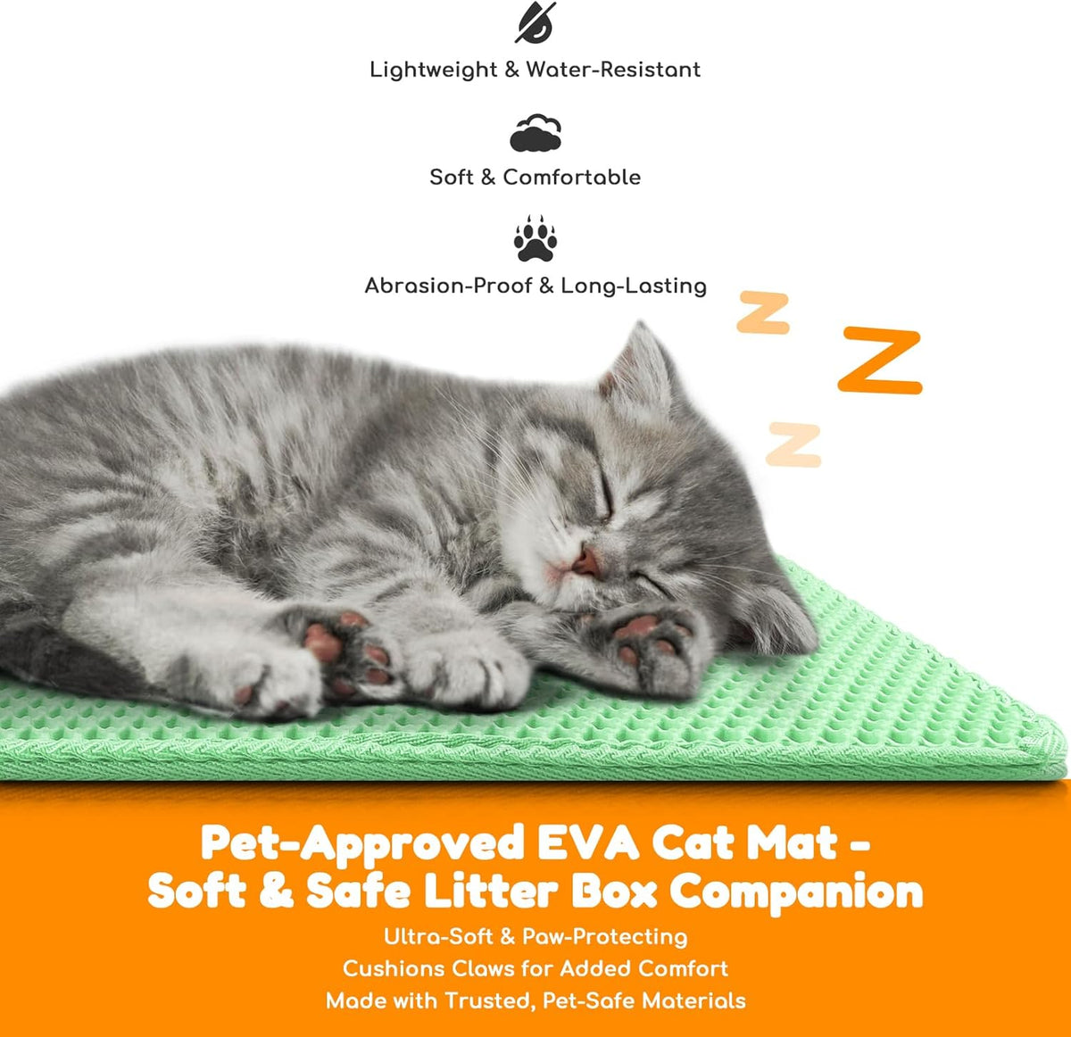 Cat Litter Mat 24"x16", Double Layer EVA litterbox Mat Beige - Green / Honeycomb-35 x 24 Inches - image 2