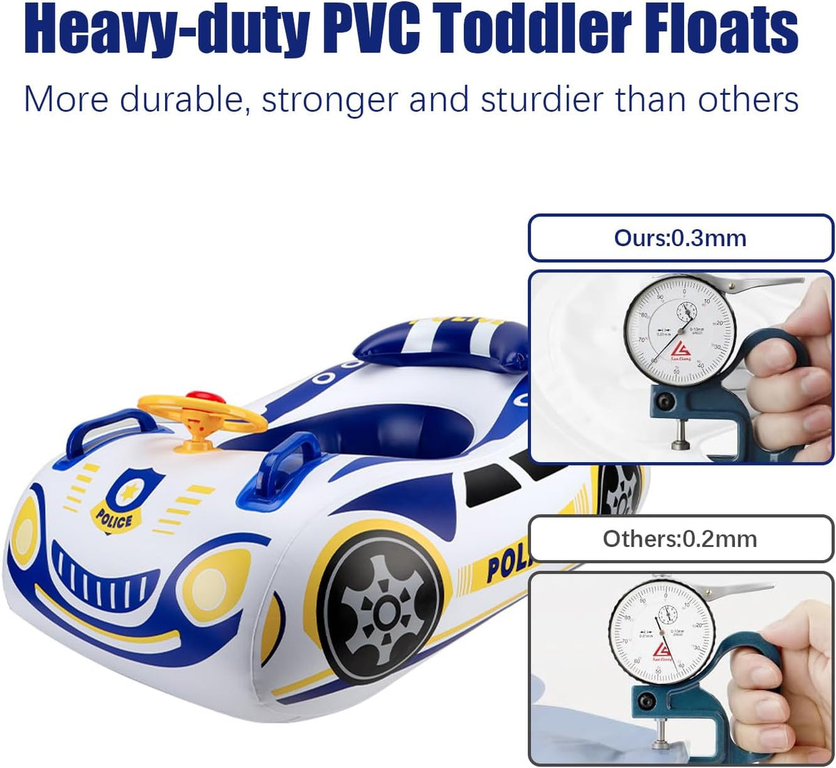 BOffer inflatable baby pool float shaped like a car with steering wheel and horn - view 16