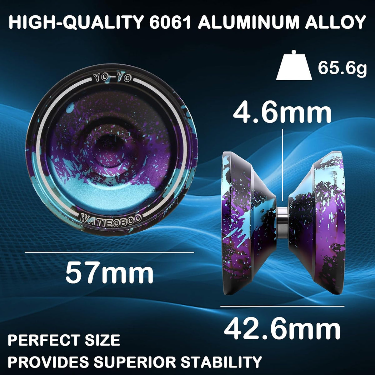 W07 yoyo Professional Metal Trick Yoyo Responsive & Unresponsive – Fun for Kids & Family - 7-Black Blue Purple-Pro - image 2