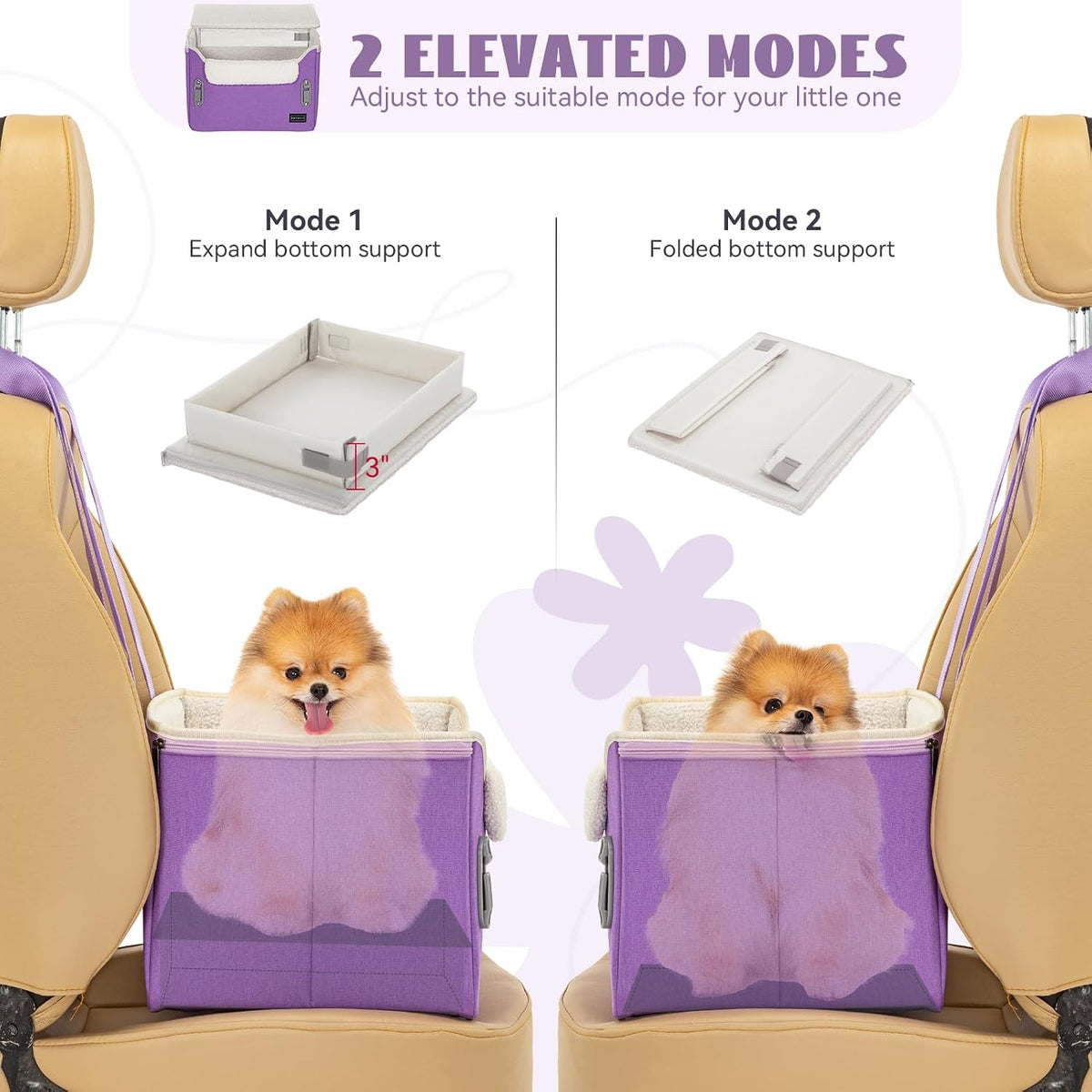 PETSFIT Dog Car Seats for Small Dogs, Patented Safety Buckles - Oxford Cloth / Purple - image 4