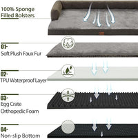 XXL Dogs Bed with Bolsters, Waterproof Dog Beds for Extra Large Dogs, Memory Foam Orthopedic Dog Bed with Removable Washable Cover, Nonskid Bottom (XX-Large, Dark Green)
