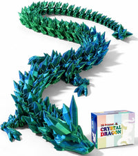 24 inch Large 3D Printed Dragon Glow in the Dark in Halloween – Fun for Kids & Family - Blue Green / 24 inch