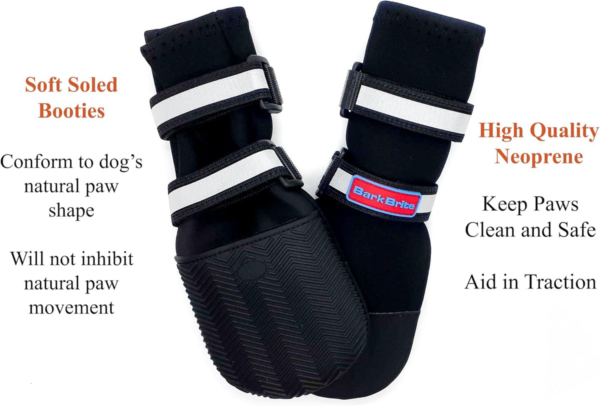 All Weather Neoprene Paw Protector Dog Boots with Reflective Straps - Black / Large - image 2