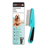 Pin Comb by H&H Pets - Upgraded Rubber Handle Comb with Long and Short Teeth for Dogs & Cats, Grooming Supplies, 1 Count (Pack of 1)
