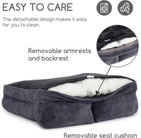 Hollypet Fluffy Plush Pet Sofa Soft Calming Pet Sofa Beds for Medium and Large Dogs, L, Gray