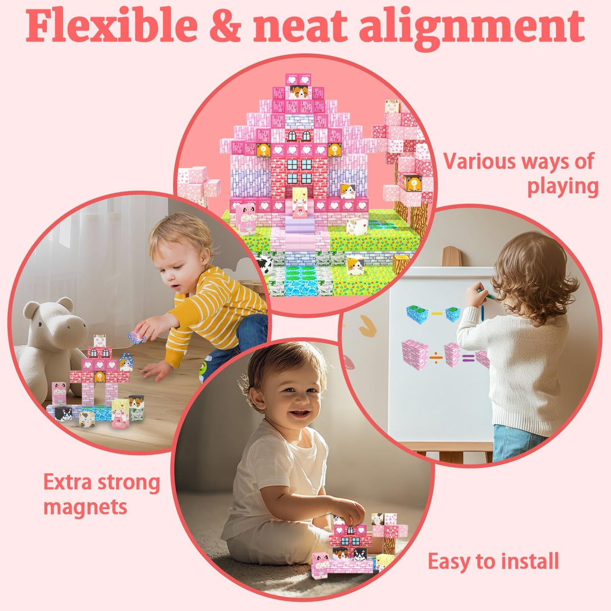 SSAWER 48 piece magnetic blocks travel set with colorful building cubes - view 26