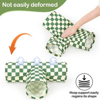 Bienbee Guinea Pig Tunnel, 3 Way Washable Guinea Pig Hideout - Green Checkerboard / 3-Way - image 4