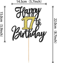 1 PCS Happy 60th Birthday Cake Topper Black Gold Glitter Cheers to 60 - 17th - image 2