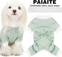 Blue Striped Dog Pajamas: 4-Legged Cotton Stretchable Jumpsuit Pjs - Black Striped / 2XL-(26~38lb) | Chest(~25.5") - image 2
