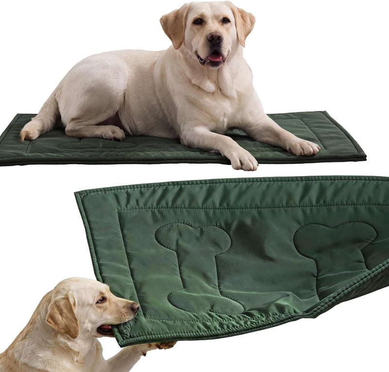 Chew Proof Indestructible Dog Crate Pad - Green / Small (18"x29")
