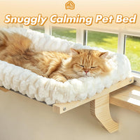 Cloud-Soft Wooden Cat Window Sill Perch with Zipper Cushion - White / X-Large - image 2