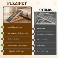 Dog Ramp for Bed, 47" Long Non-Slip Portable Pet Ramp for Small Large Dogs, Wooden Adjustable Dog Ramps for Bed, Couch, Car -Non Slip Carpet Surface and Foot Pads, Height from 12" to 24", Up to 200LBS