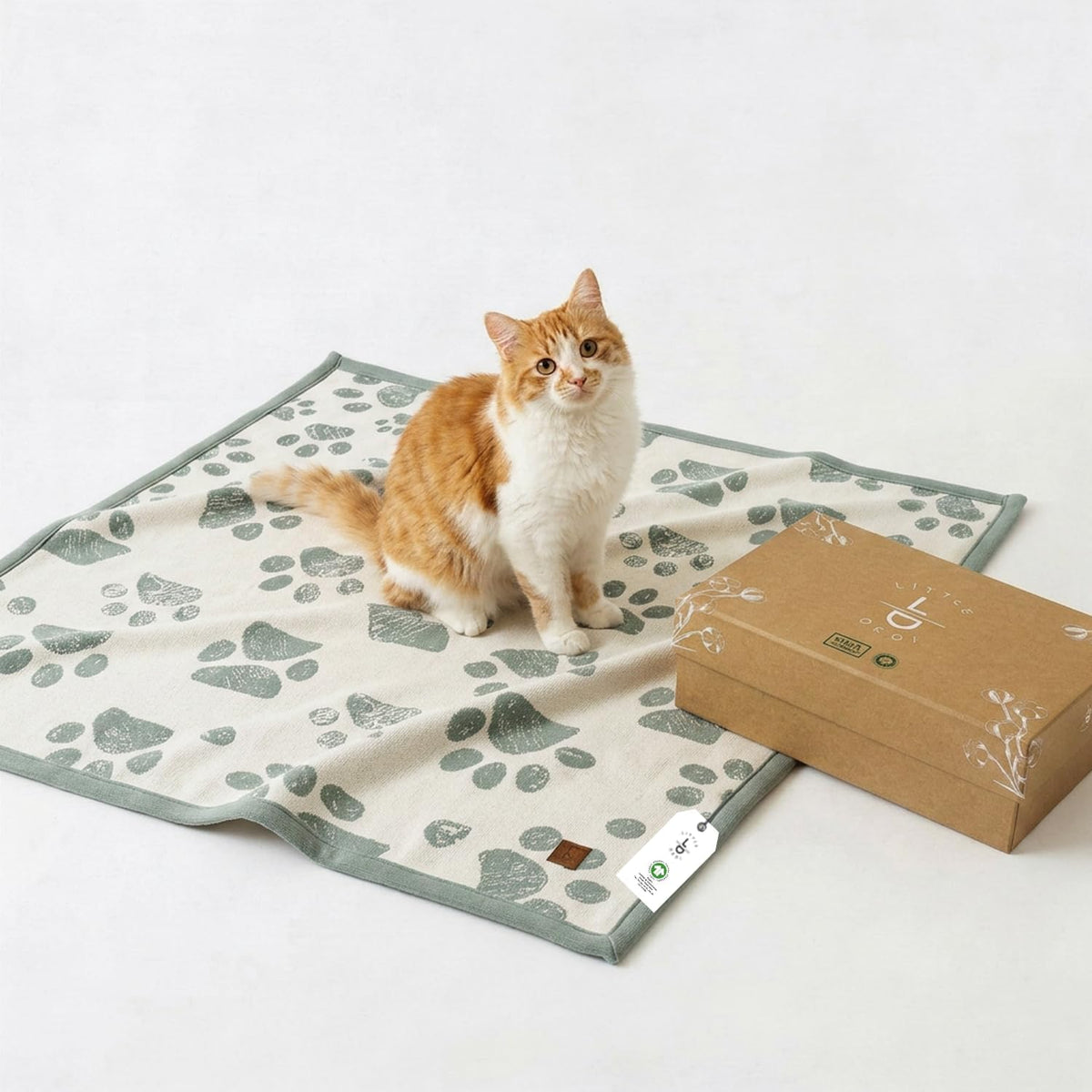 Small Pet Blanket, 100% Organic Cotton - Green