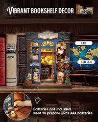 Owl Bookstore Book Nook Kit, 3D Wooden Puzzles with LED - Journey Trace Bookshop - image 2