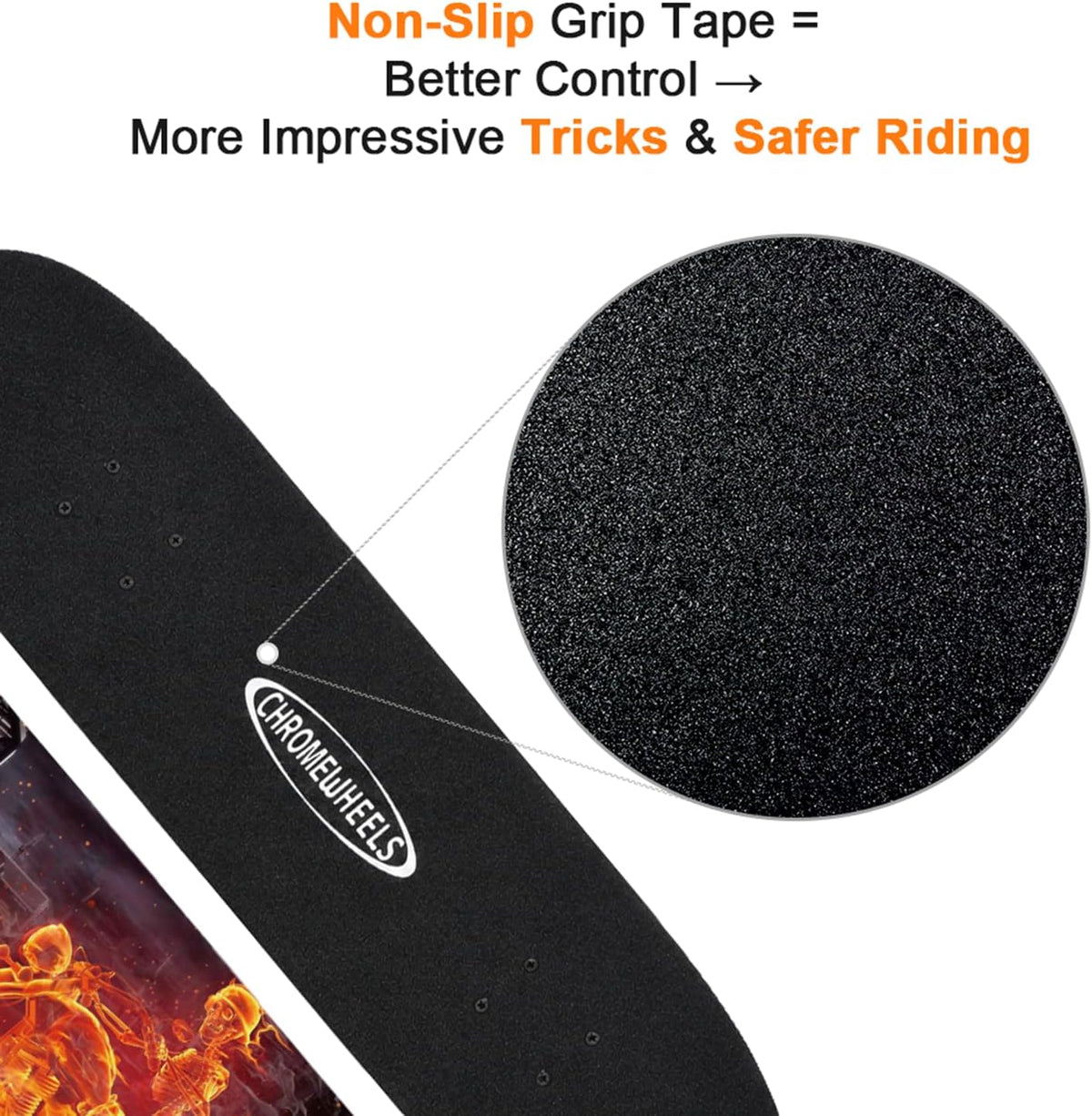 ChromeWheels 31 inch Skateboard Double Kick Skate Board Cruiser - Fire - image 3