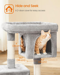 Feandrea Cat Tree, Plush Kitten Condo - L (23.6"L x 15.7"W x 33.1"H) / Light Gray - image 4