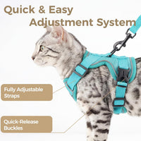 Cat Harness and Leash Set, Escape Proof Cat Vest, XL - Turquoise / Large - image 4