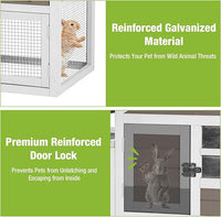 GUTINNEEN Rabbit Hutch Indoor Chicken Coop Outdoor, 51.6''L 2 Story Bunny Cage Weatherproof, Guinea Pig House with Run (Brown)