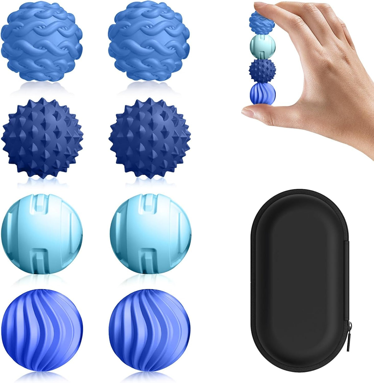 DGMDGS 8 silicone magnetic fidget balls in black and green textures