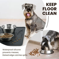 VIVAGLORY Pet Food Mat Flexmat Dog Bowl Mat, S - Black / S (18.9 x 11.8in) - image 2