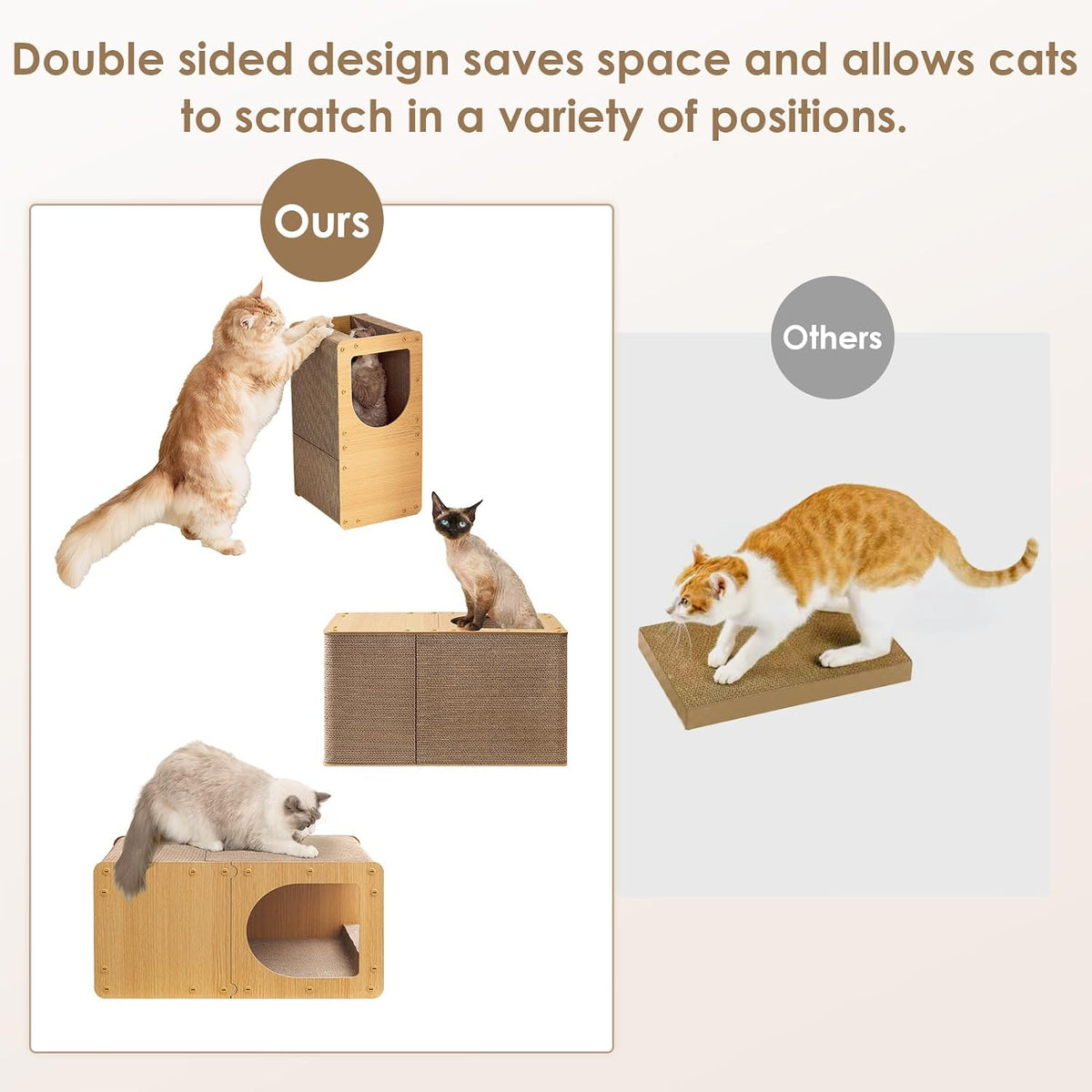 EHEYCIGA Cardboard Cat Scratcher House - 23x13x11.4inch / Brown - image 3