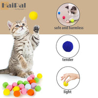 Cat Toy Balls, 20Pcs Premium Soft Pom Pom Balls for Kittens, 1,9'' Funny Interactive Cat Pompom Toys for Bored Indoor Cats Playing Plush Balls for Craft DIY Decorations, Cute Kitten Kitty Toys.
