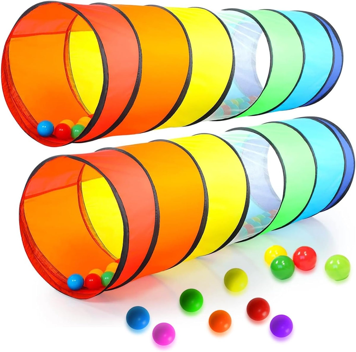 Kids Play Tunnel Set for Toddlers for Indoor and Outdoor Fun - 2 Pk