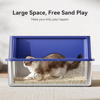 28" Extra Large Stainless Steel Cat Litter Boxes with Lid Metal Cat Litterbox Pan for Big Cats and Multiple Cats, Anti-Leakage, Easy Cleaning, Include Scoop