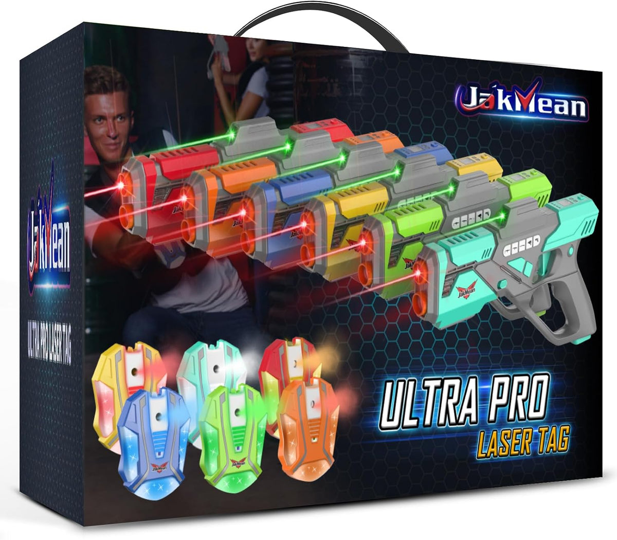 Rechargeable Laser Tag Set with Vests - 6 Gray / 6