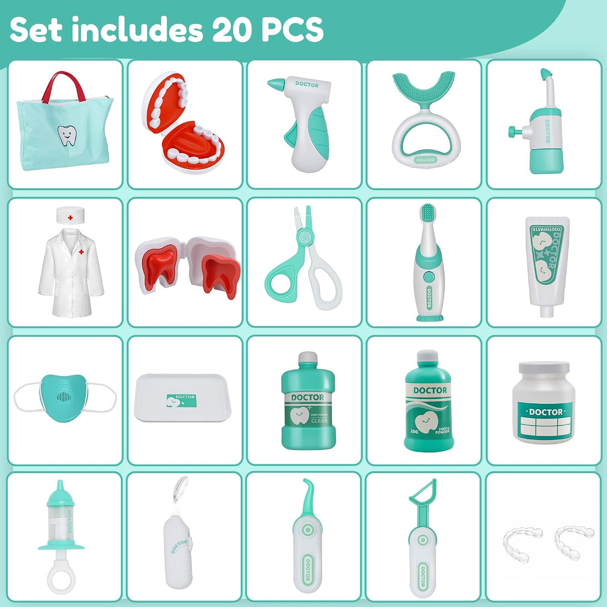 PJG 24 piece pink toddler doctor play kit with stethoscope and storage box - view 5